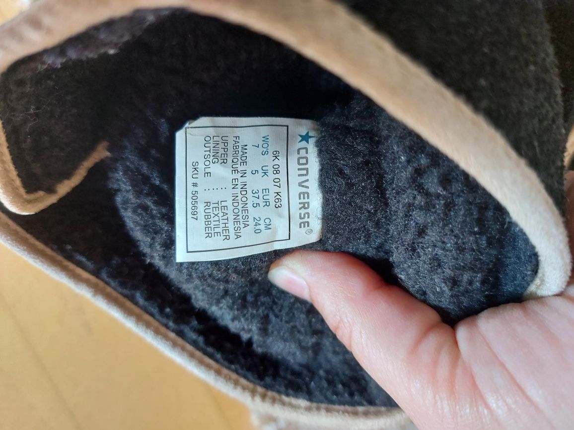 Converse botki skórzane, zimowe, śniegowce, ciepłe buty