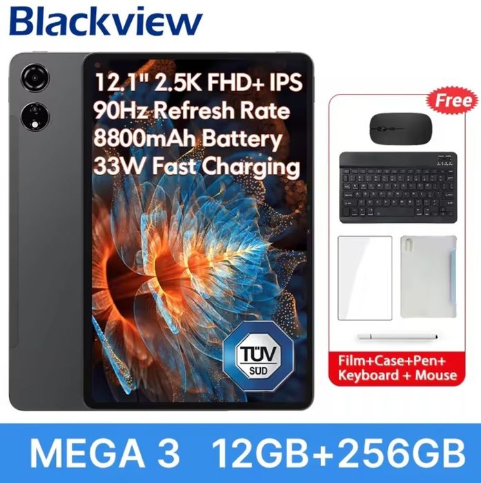 Blackview Mega 3 (12/256GB),12.1", 2,5K FHD+,90Hz,4G LTE+ подарунки.