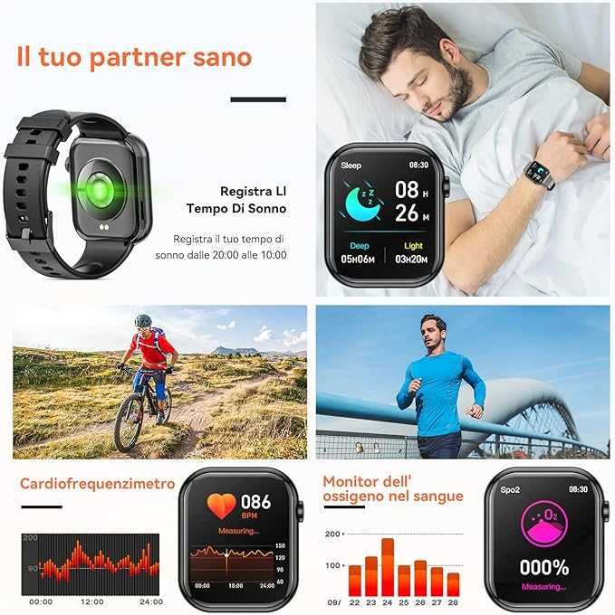 Smartwatch 1,85 rozmowy czarny nowy