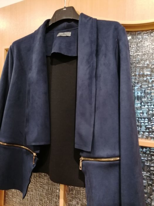 Narzutka ramoneska zamsz granatowa