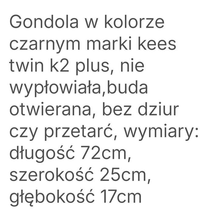 Gondola kees twin k2 plus