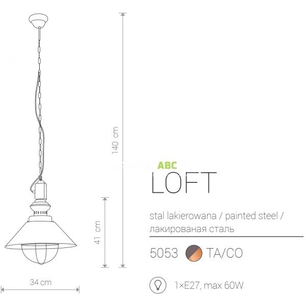 Lampa sufitowa Nowodvorski typu loft 5055, szaro miedziana
