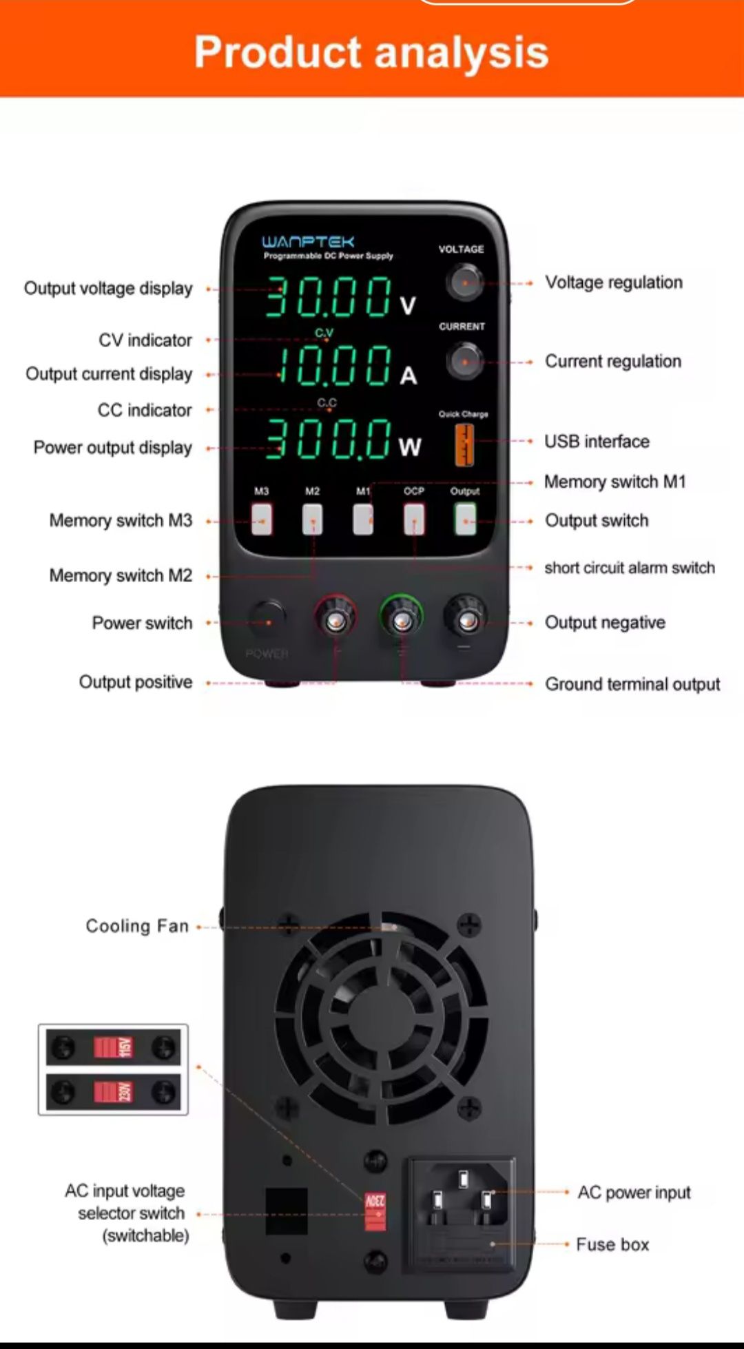 Лабораторний блок живлення Wanptek APS3010H