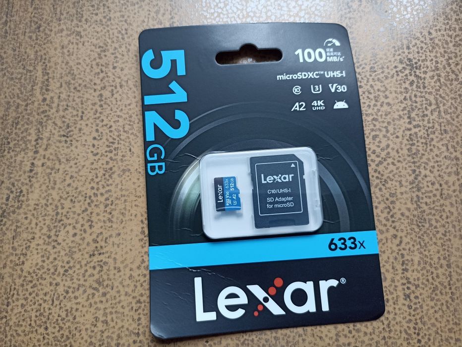 Карта пам'яті microSDXC Lexar 512гб, A2, U3, нова