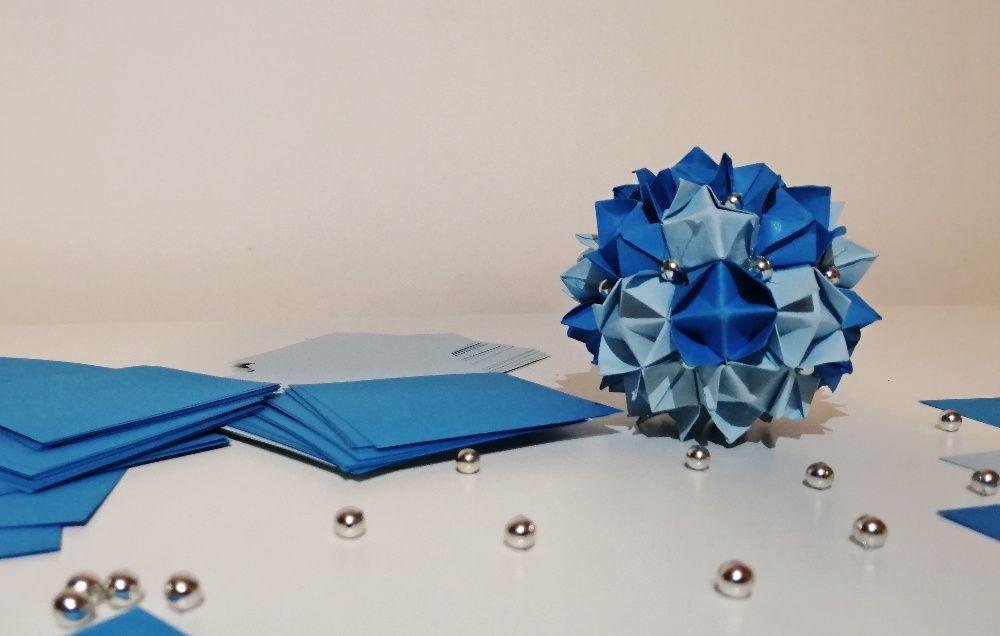 Kula kusudama, bombka kwiatowa, święta, origami ozdoba Boże Narodzenie