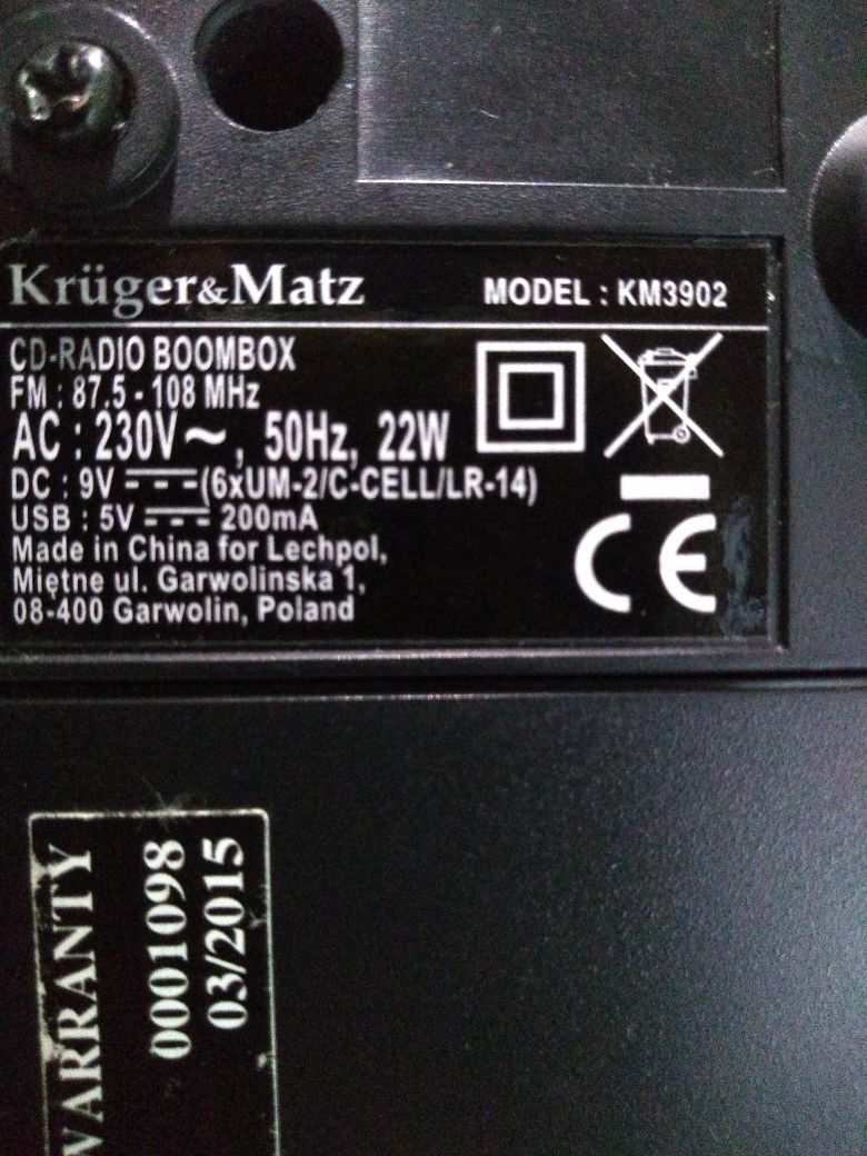Boombox radio odtwarzacz CD Kruger&Matz