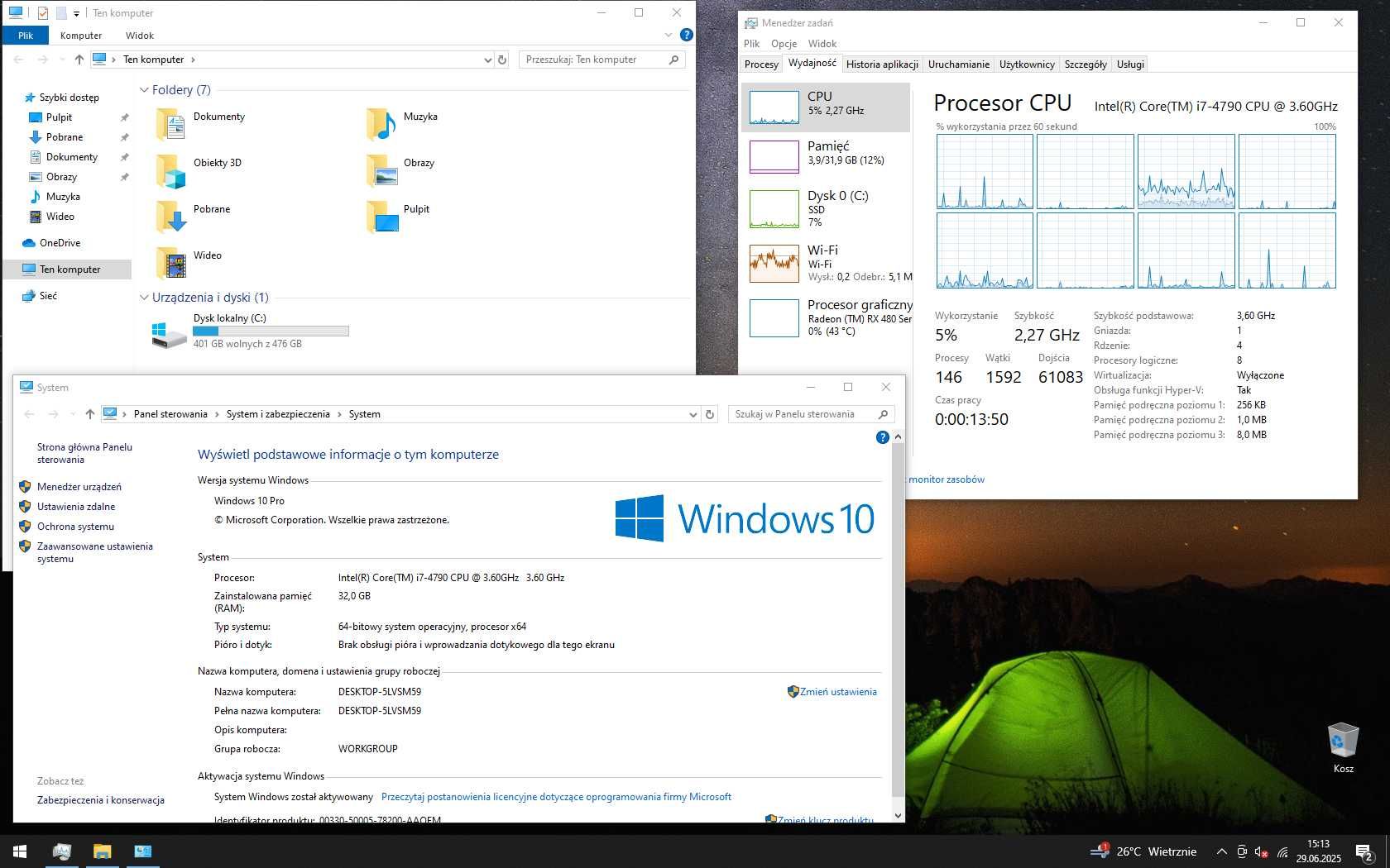 komputer stacjonarny geimingowy i7 32gb ram sprawny