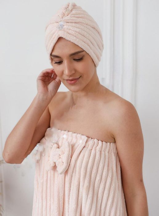 Набір рушник халат жіночий чоловічий мікрофібра банний сауна подарунко