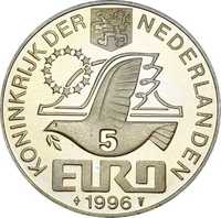 Moneta 5 Euro 1996 Holandia 2 1/2 ecu 1991 Holandia Erazm z Rotterdamu