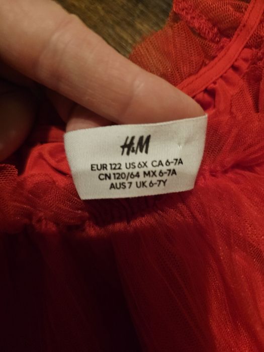 Sukienka dziewczęca 122 czerwona H&M