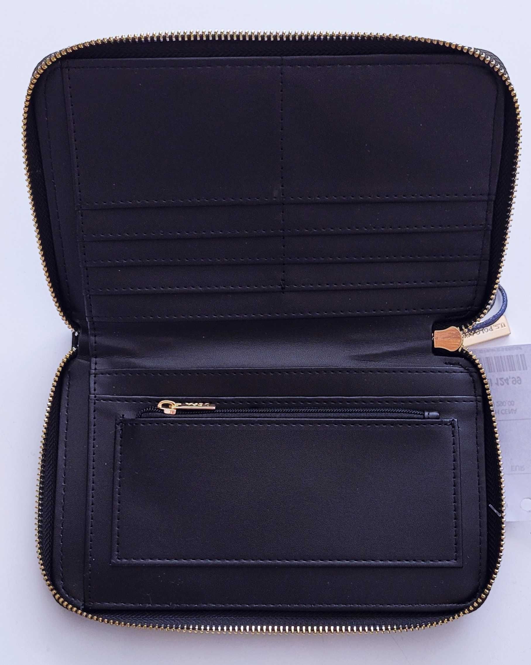 Nowy oryginalny czarny skórzany portfel Polo Assn.