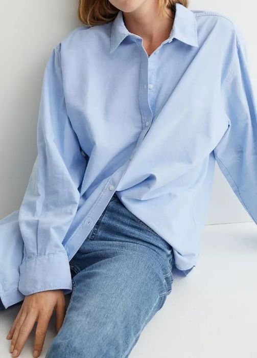 Стильная голубая руьашка оверсайз Zara р. М
