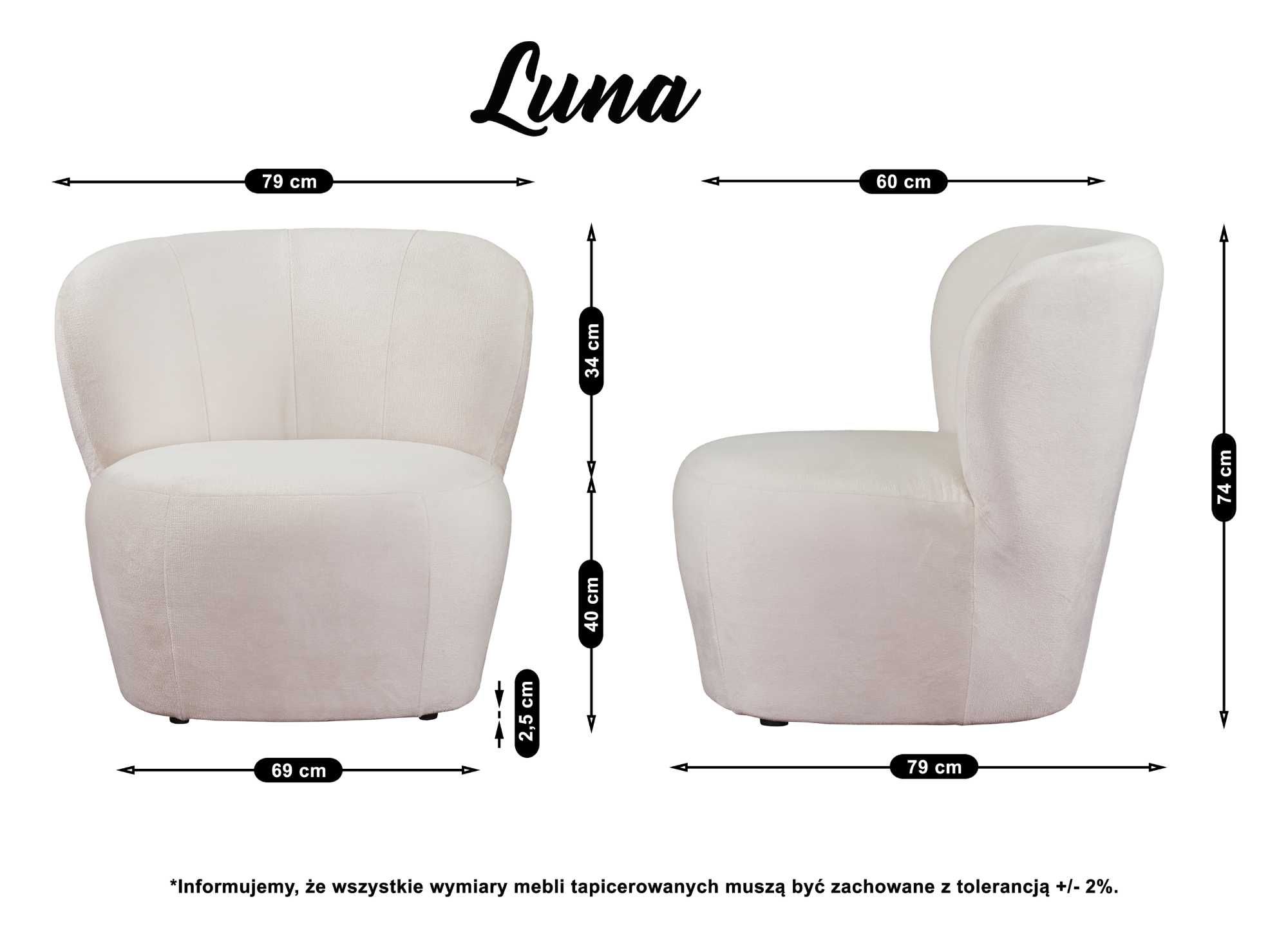 Modny fotel Luna uszak kubełkowy