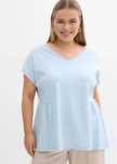 B.P.C t-shirt damski błękitny bawełniany odcinany w pasie 52/54.