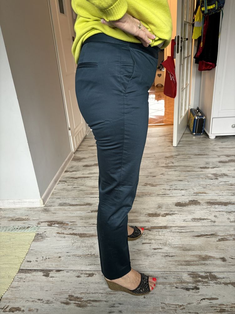 Massimo dutti eleganckie spodnie garniturowe chinos chinosy butelkowa