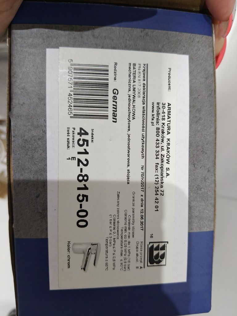Bateria umywalkowa kran KFT armatura