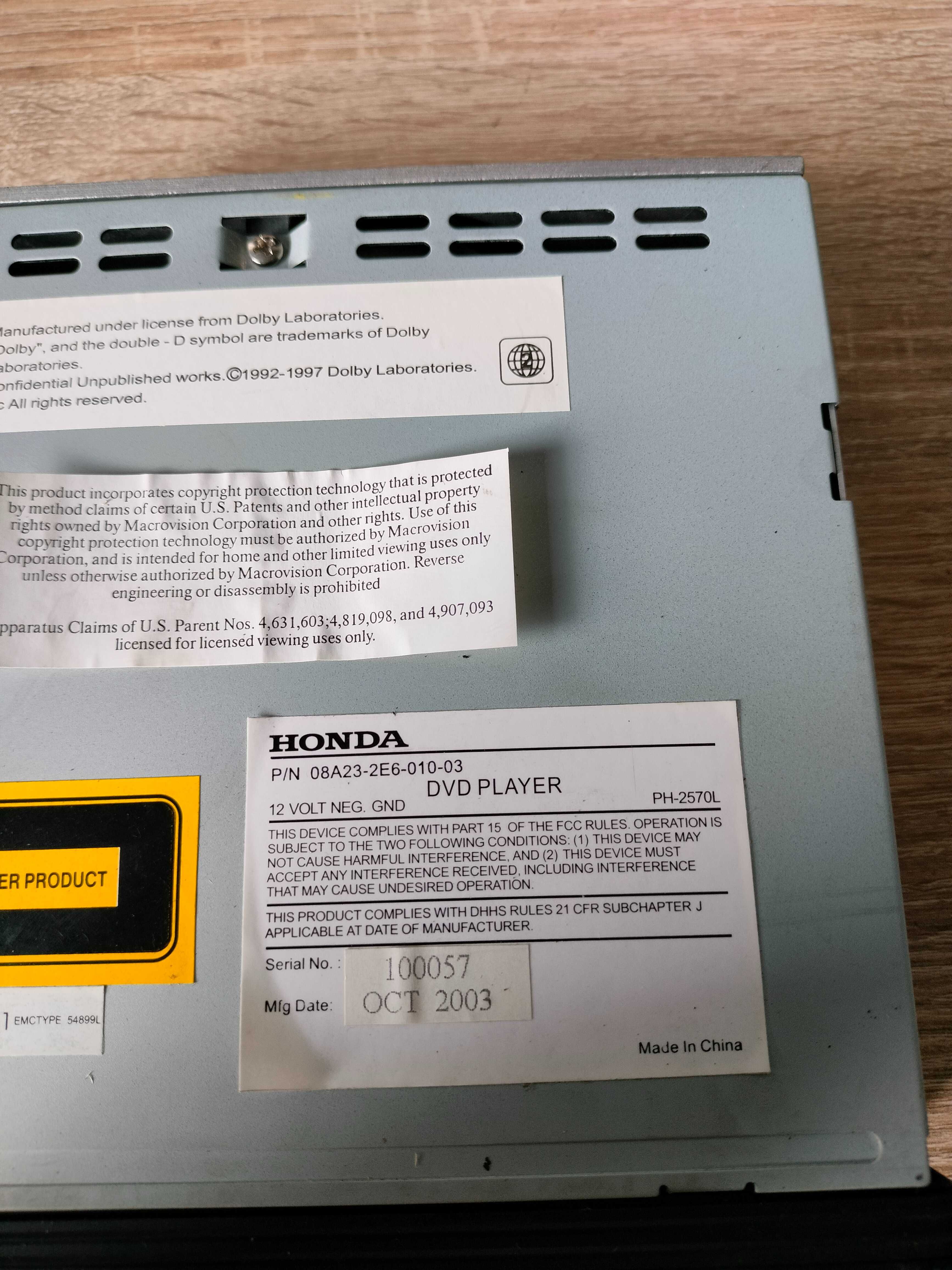 Odtwarzacz DVD Honda Accord CR-V