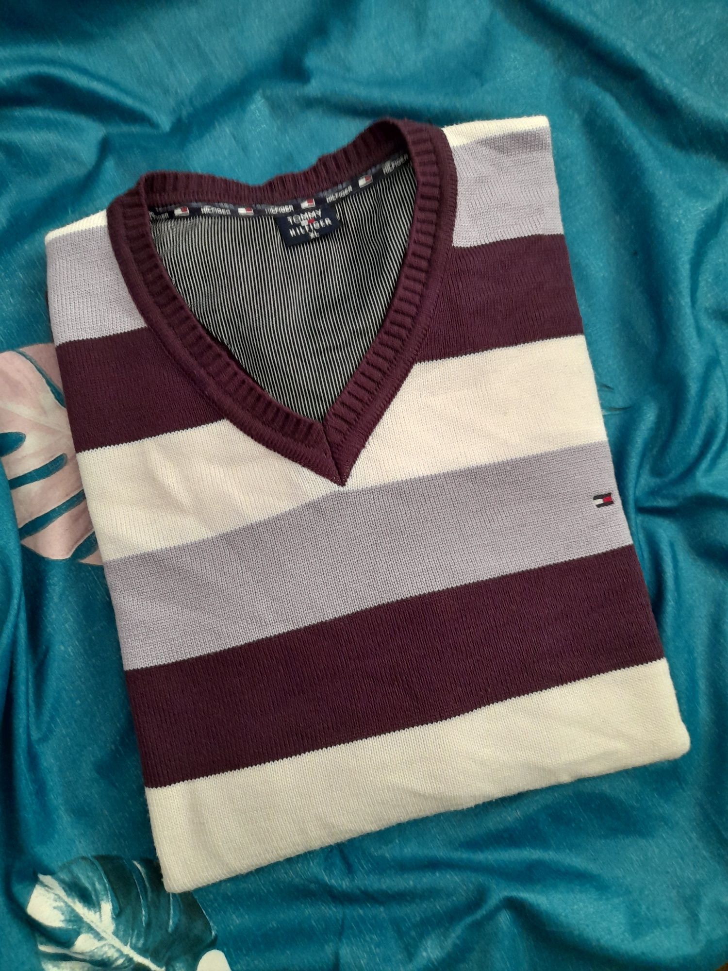 Sweter męski pasy Tommy Hilfiger XL