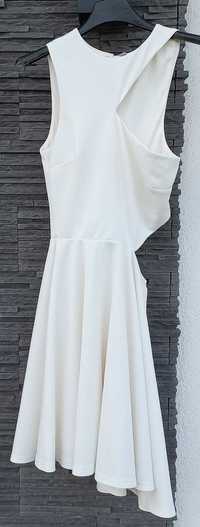 Biała elegancka wizytowa sukienka z wycięciami Asos 36 S