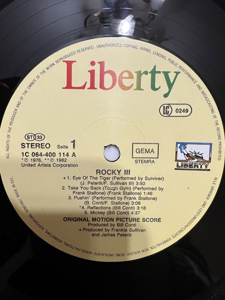 Rocky 3 Soundtrack Vinyl Oryginał