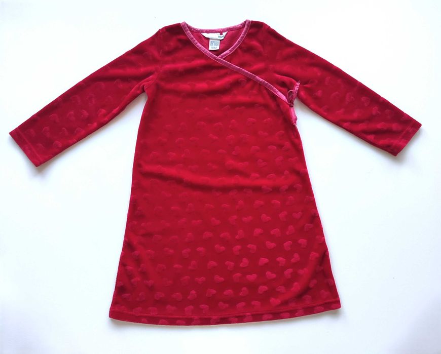 Japońska sukienka welurowa w serduszka H&M 104 Walentynki Święta