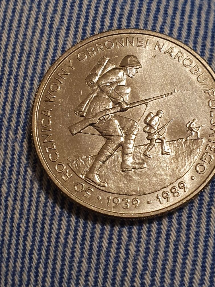 Moneta 500zl 50 rocznica wojny obronnej narodu Polskiego z 1989r