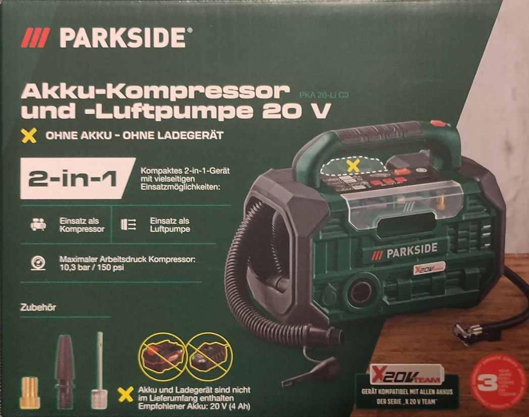 Kompresor, pompa 20V 150psi Parkside