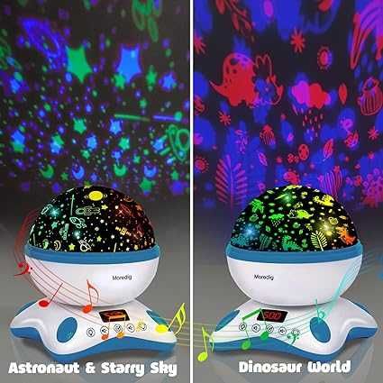 Moredig Projektor dla dzieci lampka nocna, timer + pilot wzory