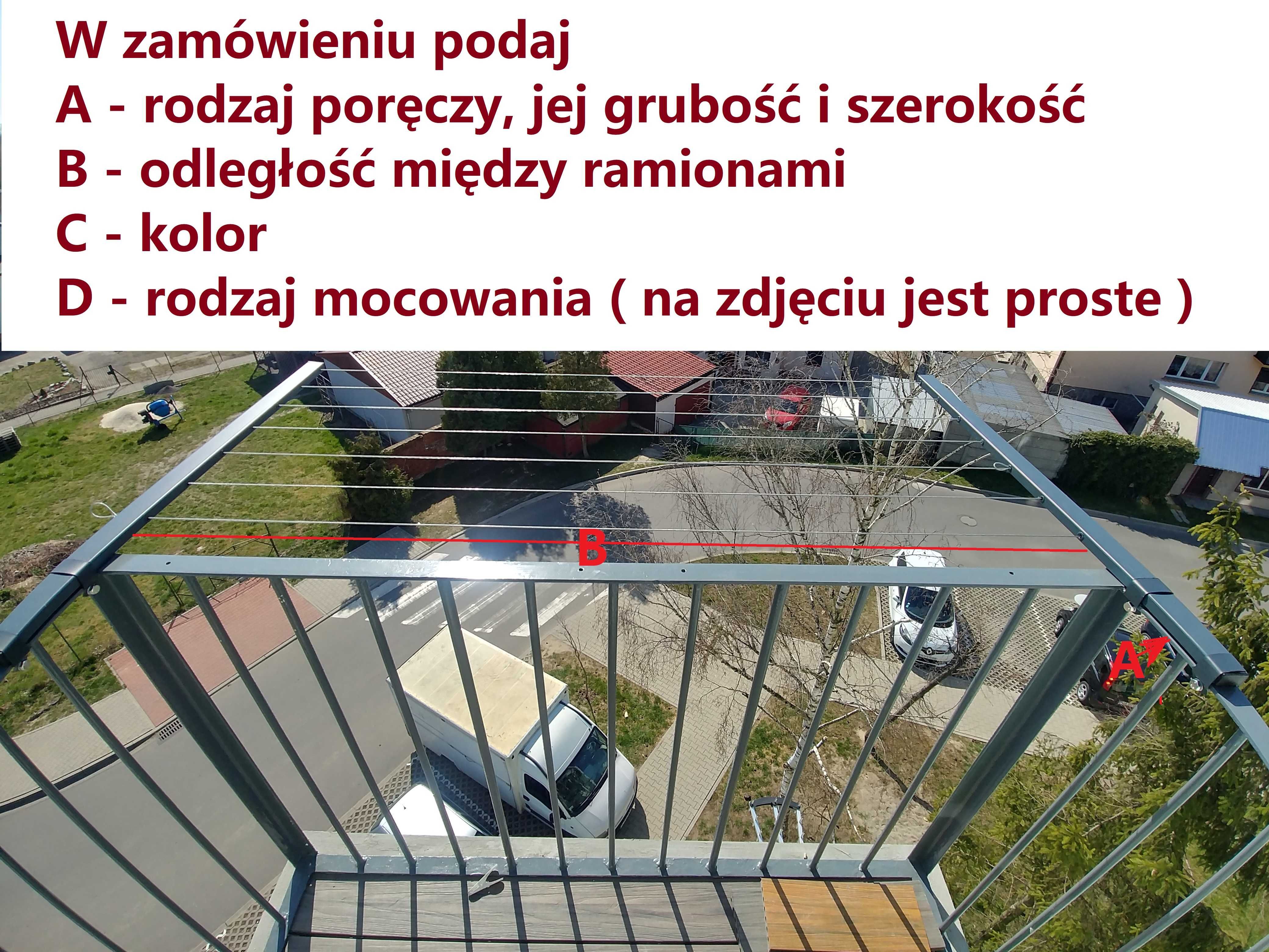 Suszarka na pranie stalowa na balkon balustradę na zewnątrz