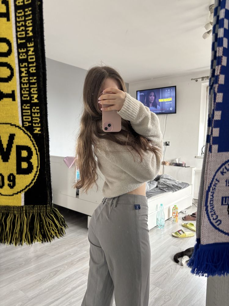 spodnie garniturowe szare