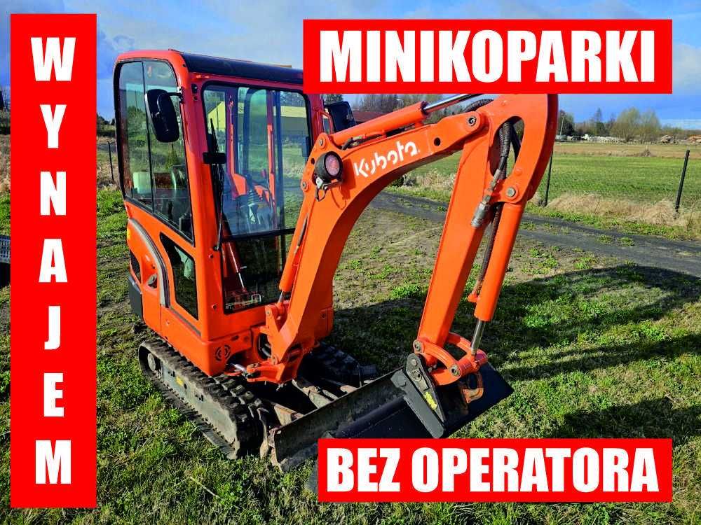 Wynajem  wypożyczenie minikoparki Kubota 1,6T bez Oper