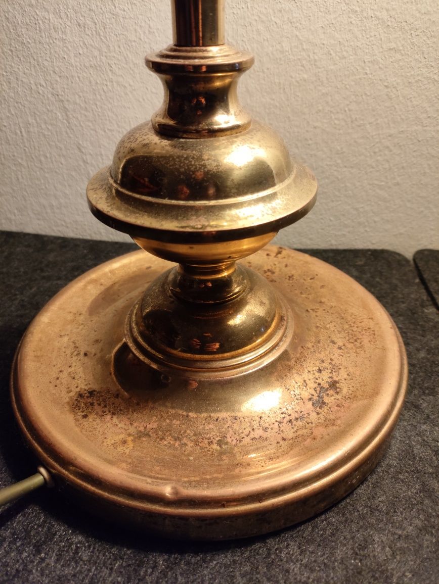 Lampa mosiężna klosz witrażowy h 71 cm , I p. XX wieku