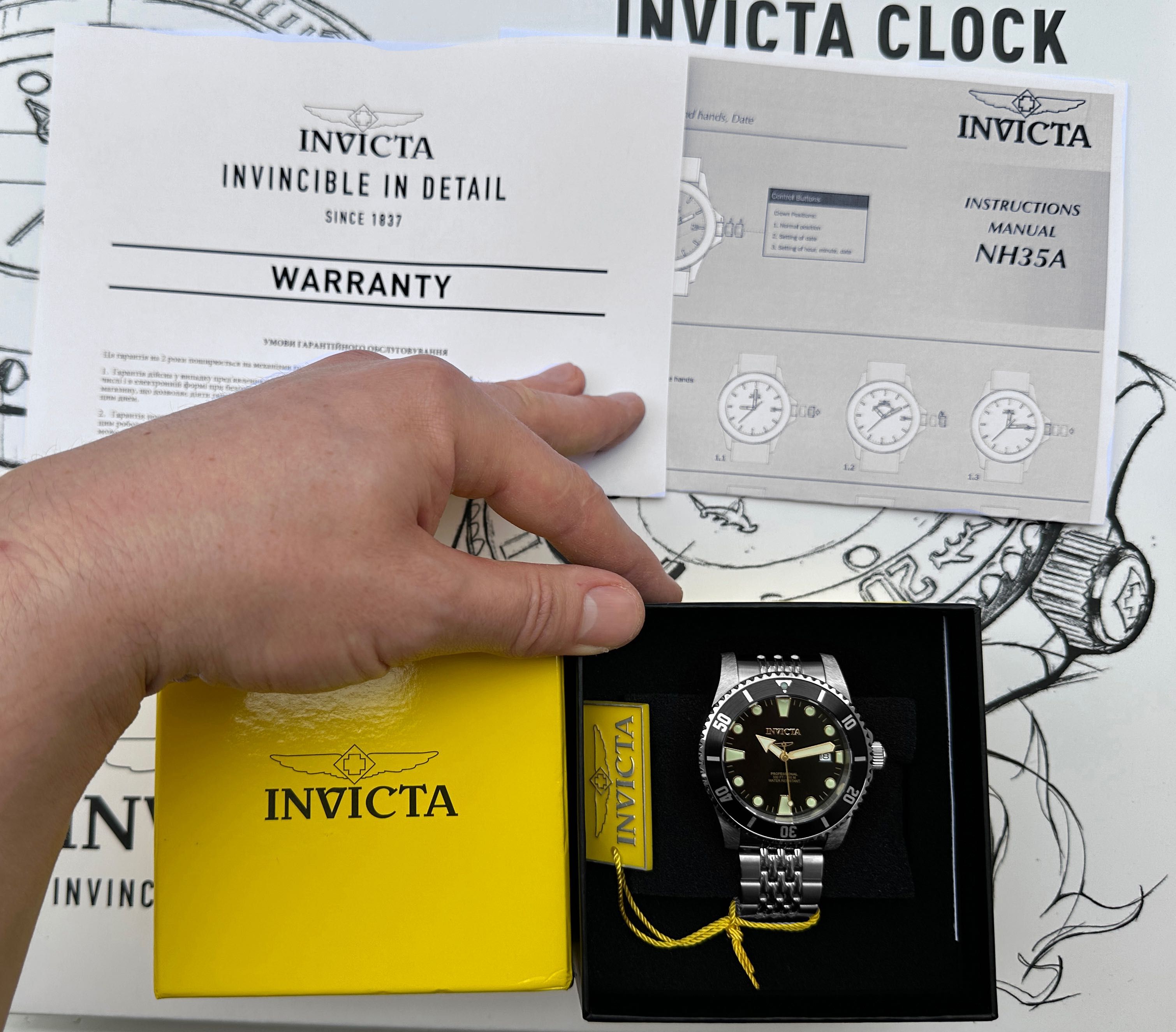 Мужские часы Invicta 39755 Pro Diver Automatic 44 мм. Silver Black