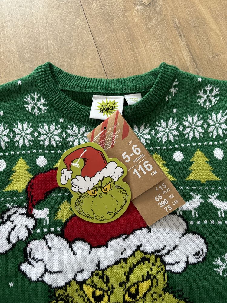 Primark nowy świąteczny sweter grinch 116