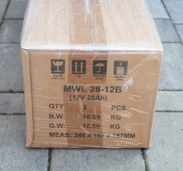 Akumulator 12V 28Ah AGM MWL28-12B – NOWY – do kampera, łodzi, alarmu