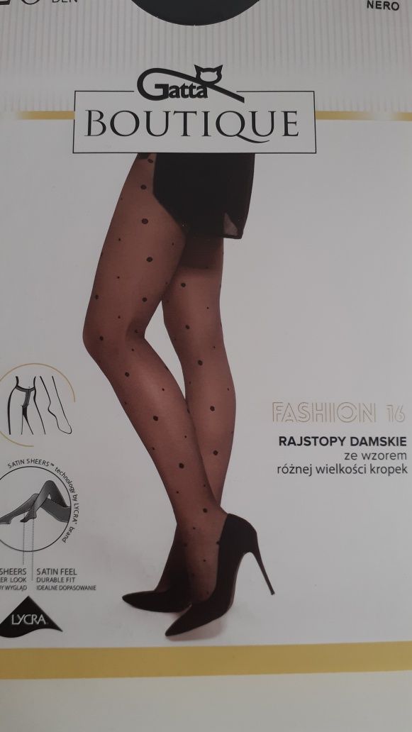 Rajstopy czarne 20 Den wzory kropki Gatta Boutique M 38