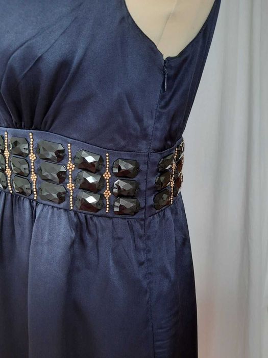 Шёлковое элегантное тёмно синее платье Whistles London L