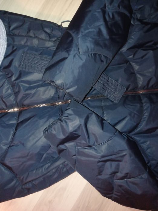 Zimowy płaszczyk granat z kapturem Lincoln&Sharks nowy_sukienka_czapki