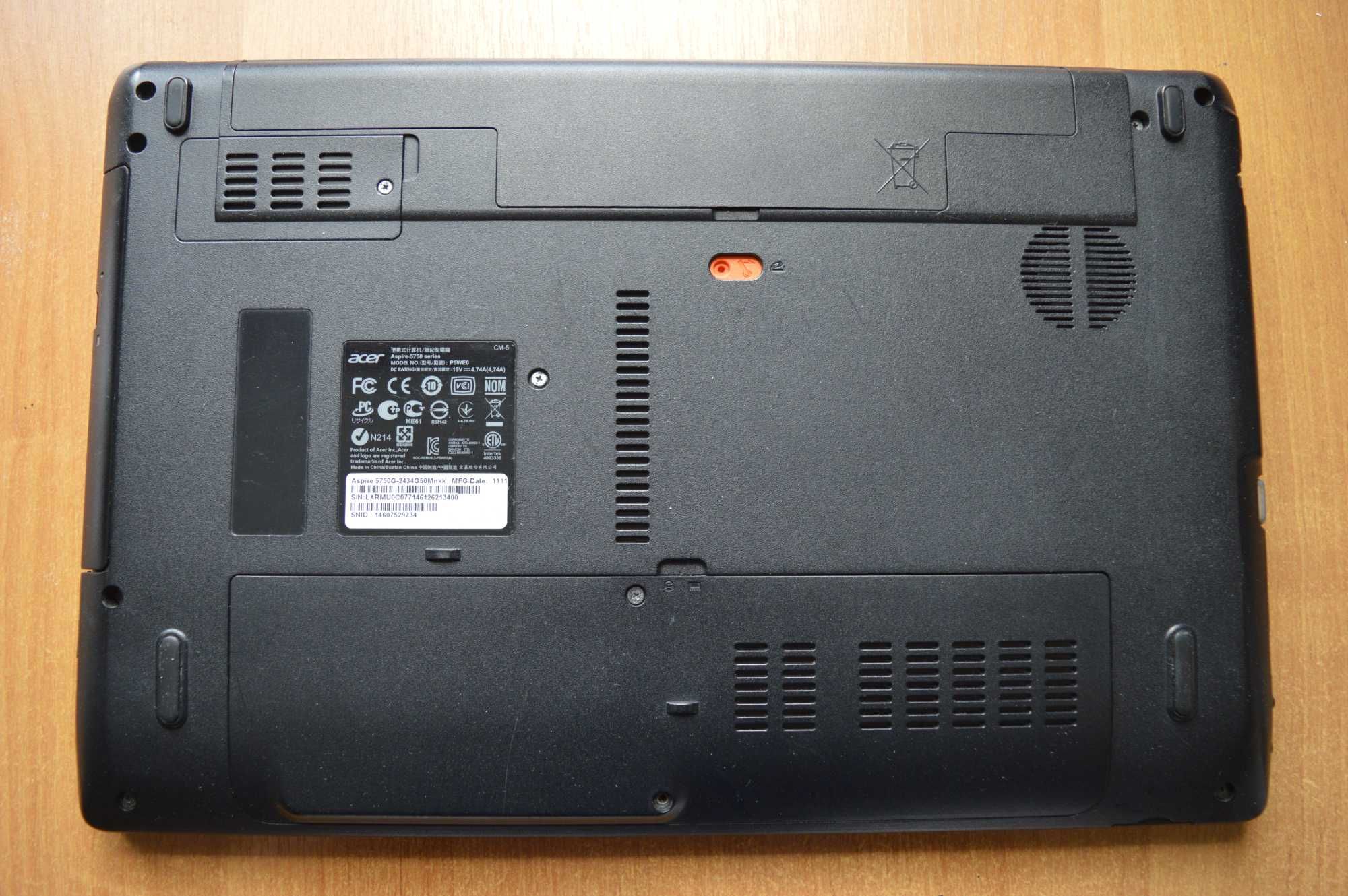 Ноутбук Acer Aspire 5750G i5, GeForce 520M 1gb, 4GB, 256 ssd + 500 hdd