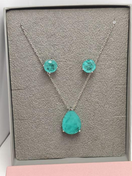 Komplet biżuterii srebrnej 925 z naturalnym turmalinem