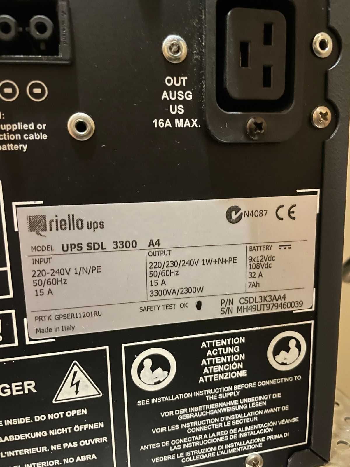 ДБЖ  Riello ups sdl 3300 a4-2300w