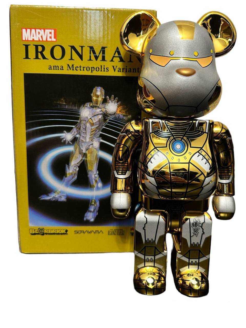 Bearbrick IRON MAN GOLD 28cm (бірбрік) колекційна іграшка