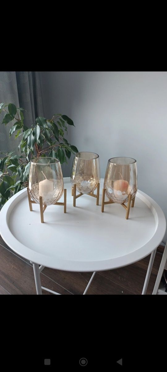 Dekoracje świecznik szklany porcelana szkatułka biżuteria ramka ozdoby