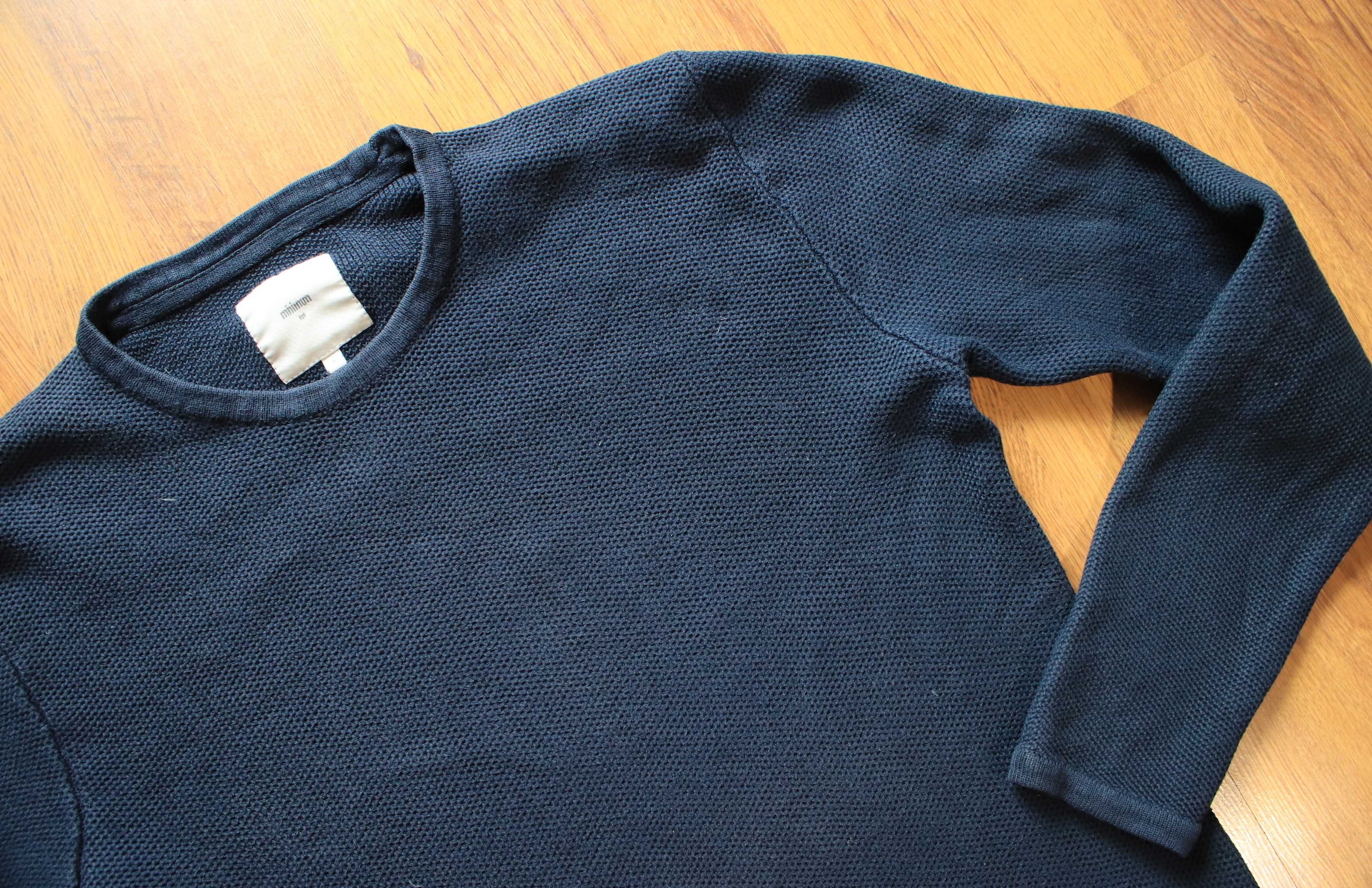 Sweter Minimum r. S granat męski damski dł.rękaw elegancki okr. dekolt