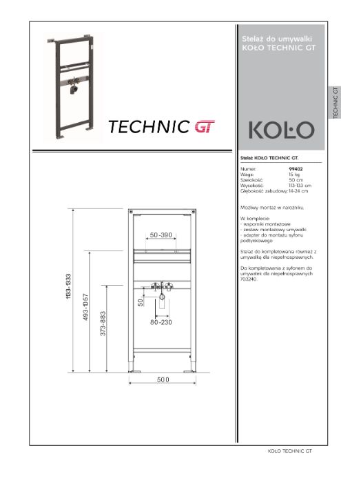 KOŁO STELAŻ TECHNIC GT do umywalki 99402