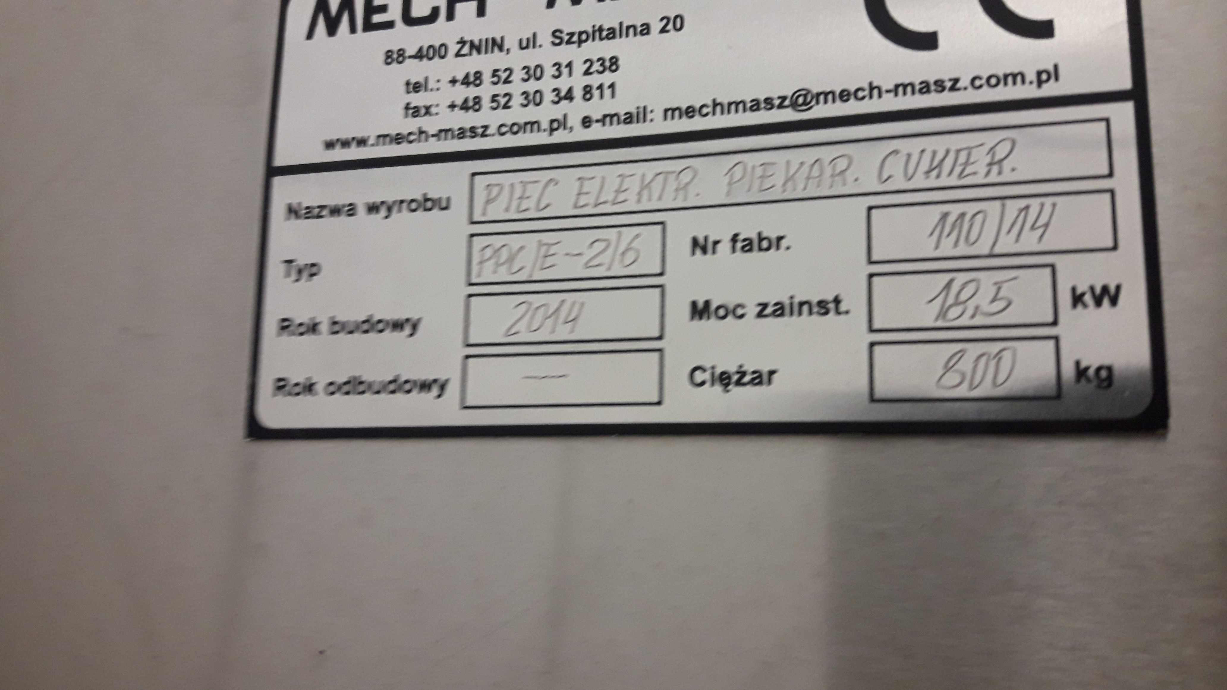 Piec elektryczny z odciągiem do cukierni Mech Masz