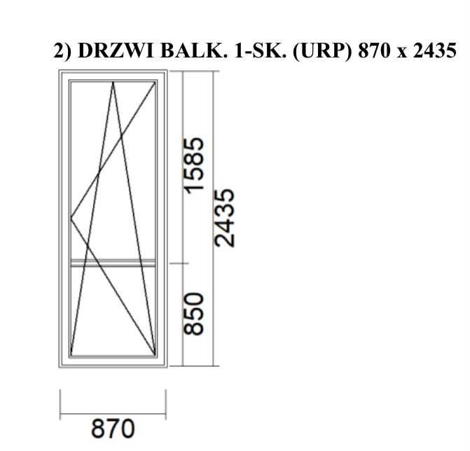 Okno 3-szybowe z drzwiami balkonowymi- Drutex - w komplecie parapety