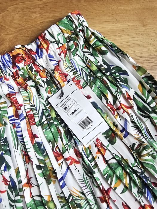 Nowa plisowana spódnica tropikalny wzór midi Medicine XS 34