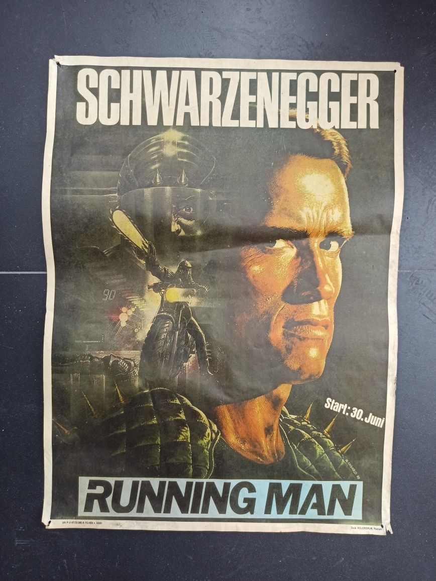 Plakaty filmowe z lat 80-ych. Rambo, Running man