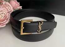 YSL Pasek Damski Czarny Złoty Nowy Yves Saint Laurent